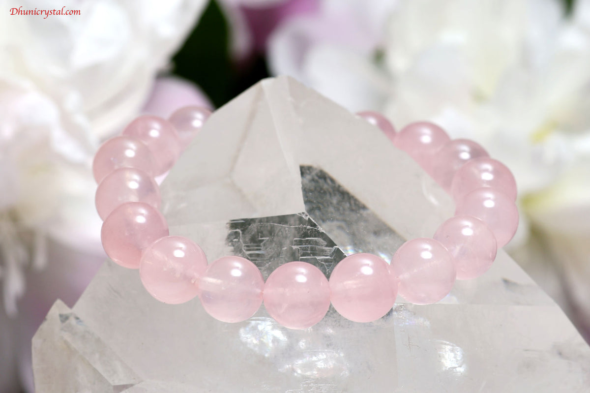 一連ブレスレット【ローズクォーツ】１０mm珠