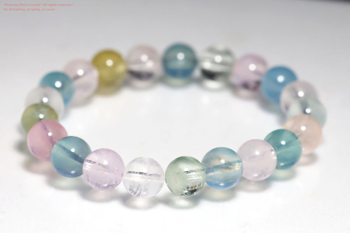 一連ブレスレット【ミックスベリル】/9mm珠/手首サイズ15cm~15.5cm(DD96)