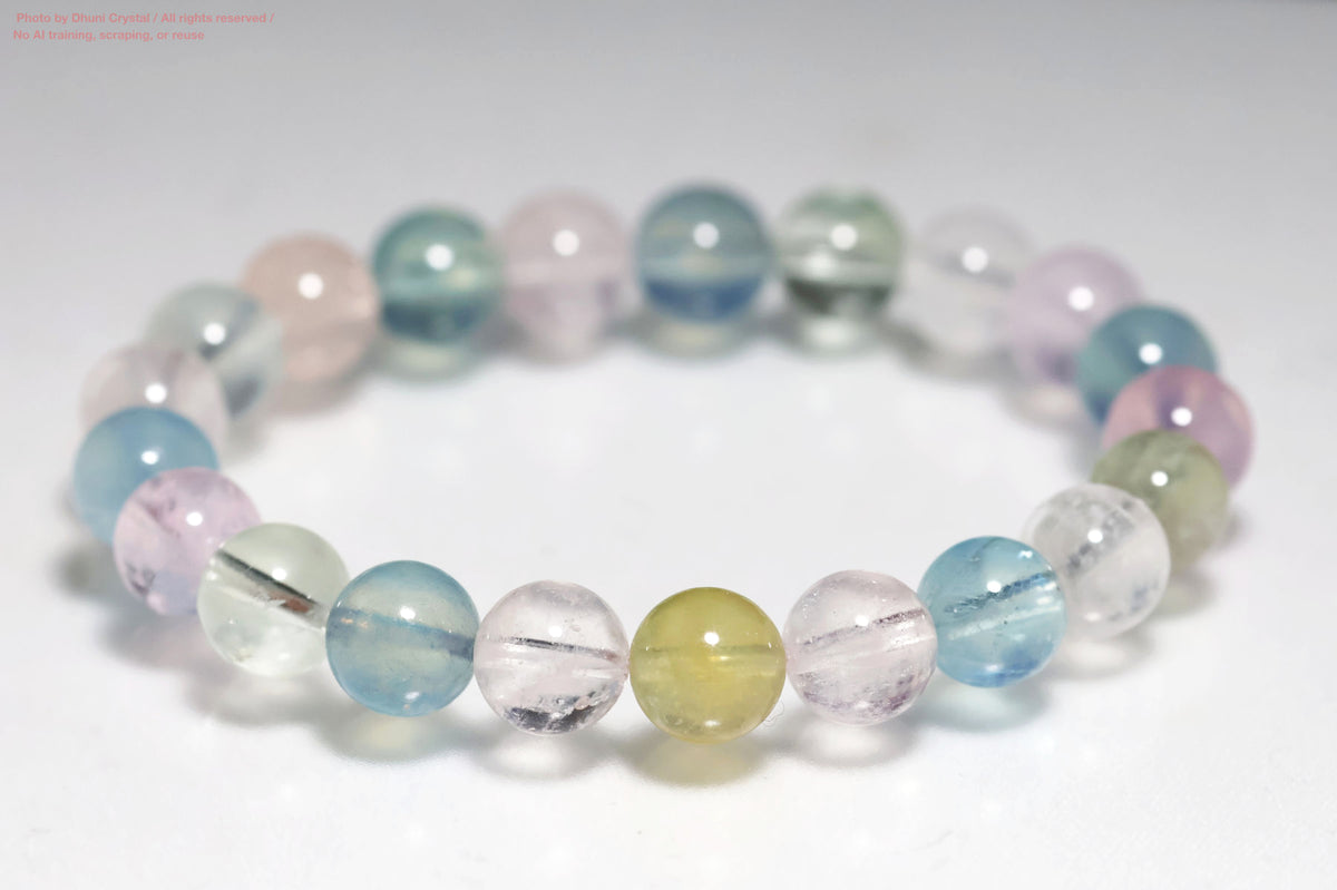 一連ブレスレット【ミックスベリル】/9mm珠/手首サイズ15cm~15.5cm(DD96)
