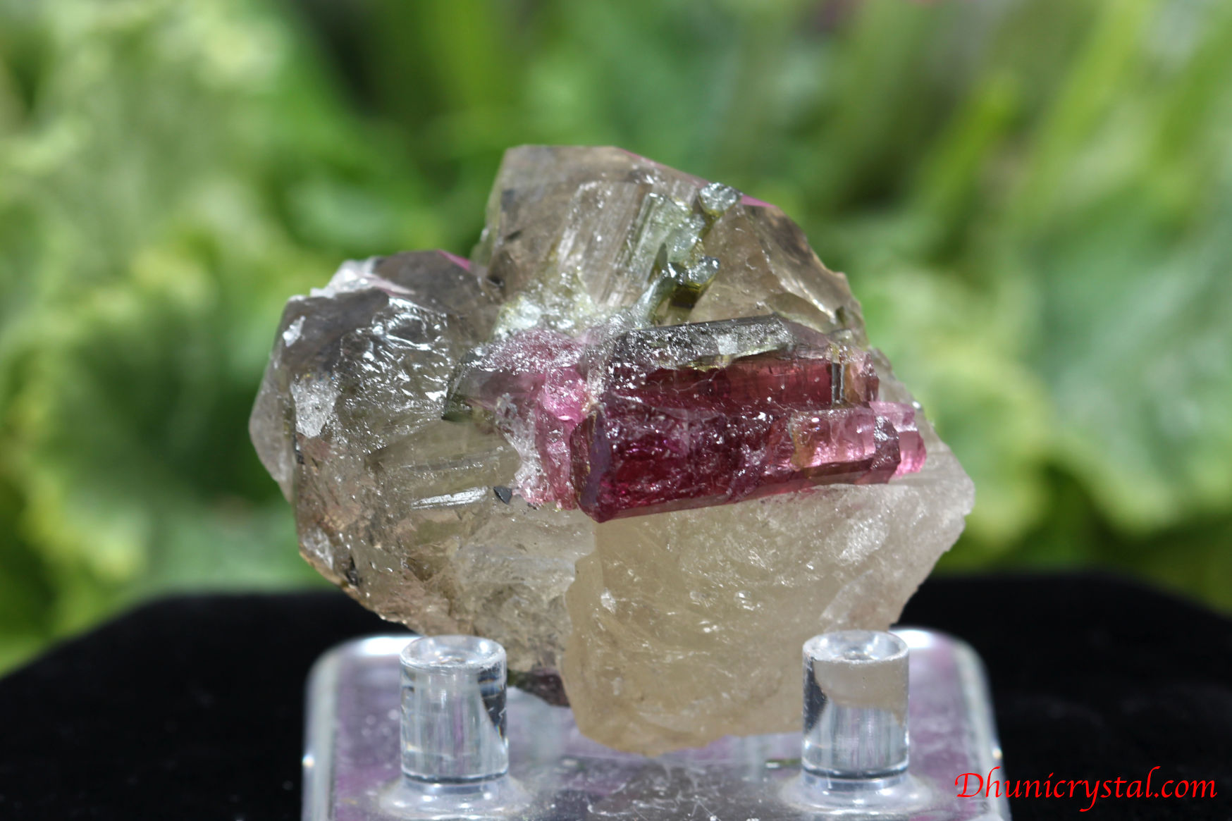 ピンク＆グリーントルマリン&水晶/共生鉱物/ルベライトトルマリン(C377)
