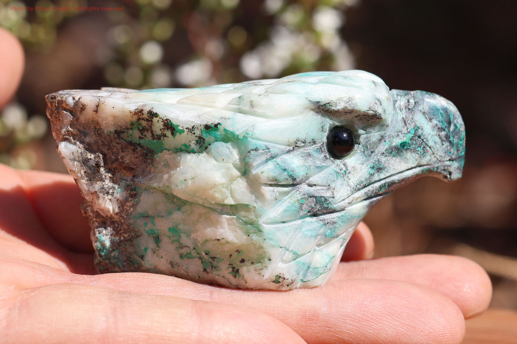 ジェムシリカ・イーグルカービング手の上の画像