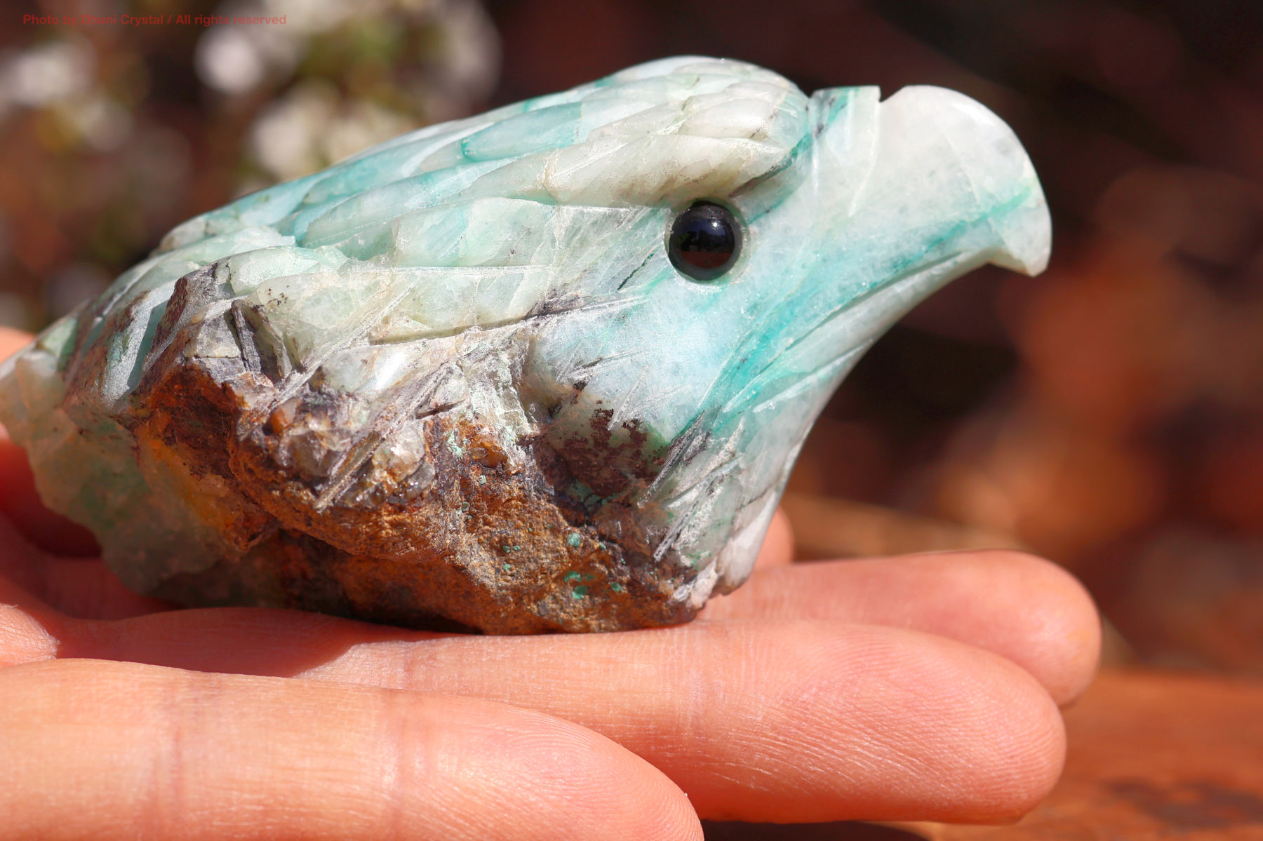 ジェムシリカ・イーグルカービング手の上の画像