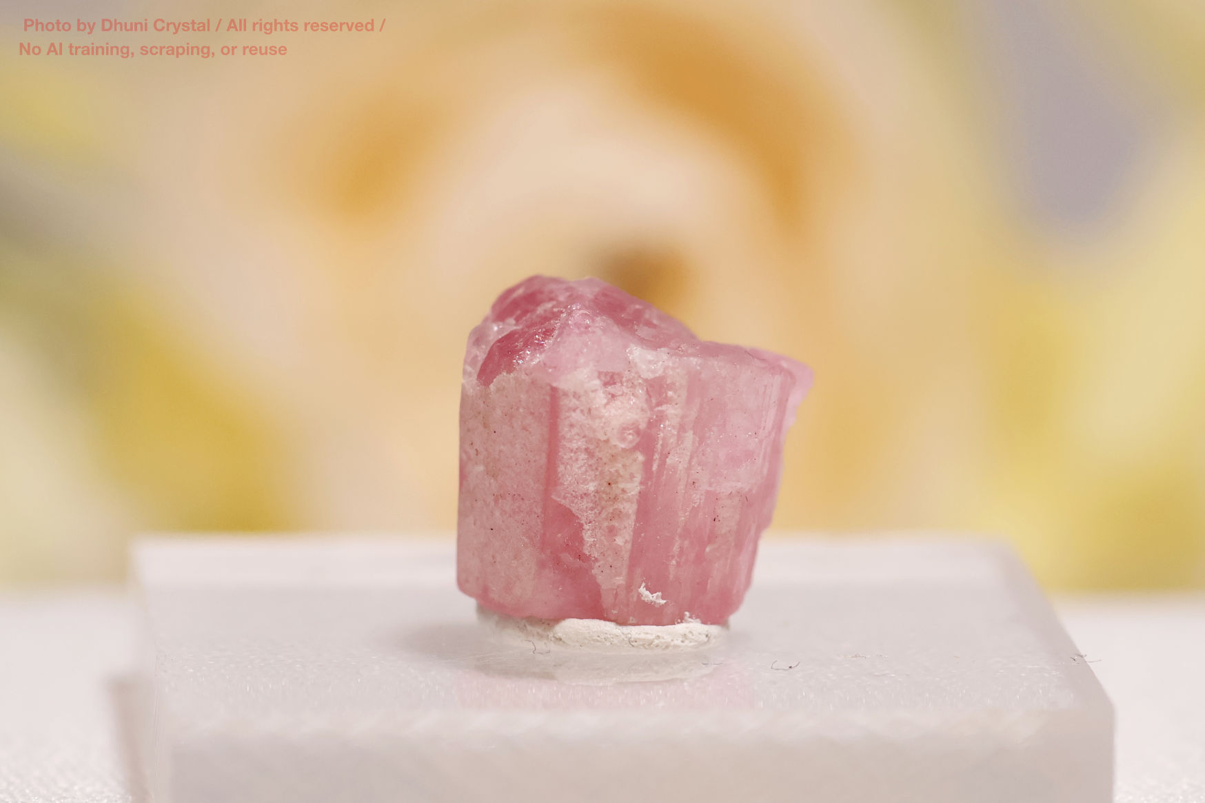ピンクトルマリン結晶の側面画像