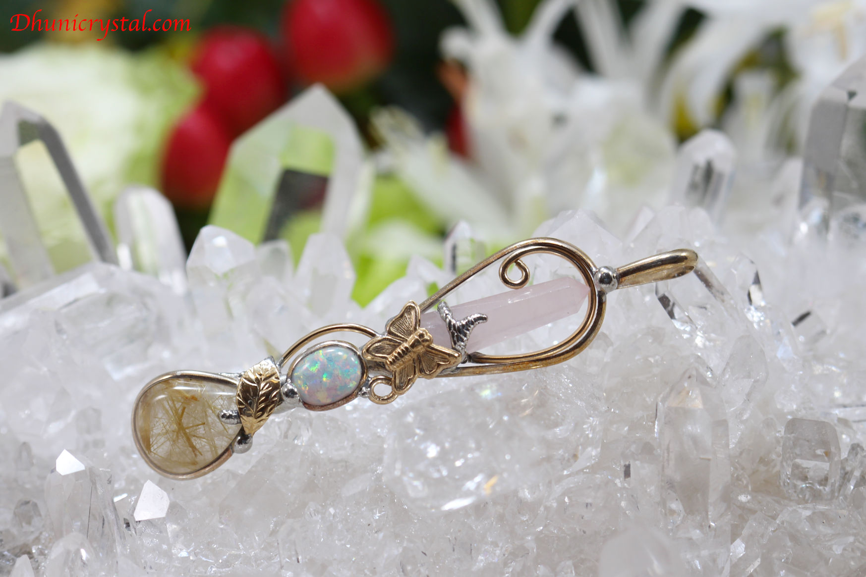 マジカルワンド ブラックルチル ローズクォーツ ハート 大 天然石 rose