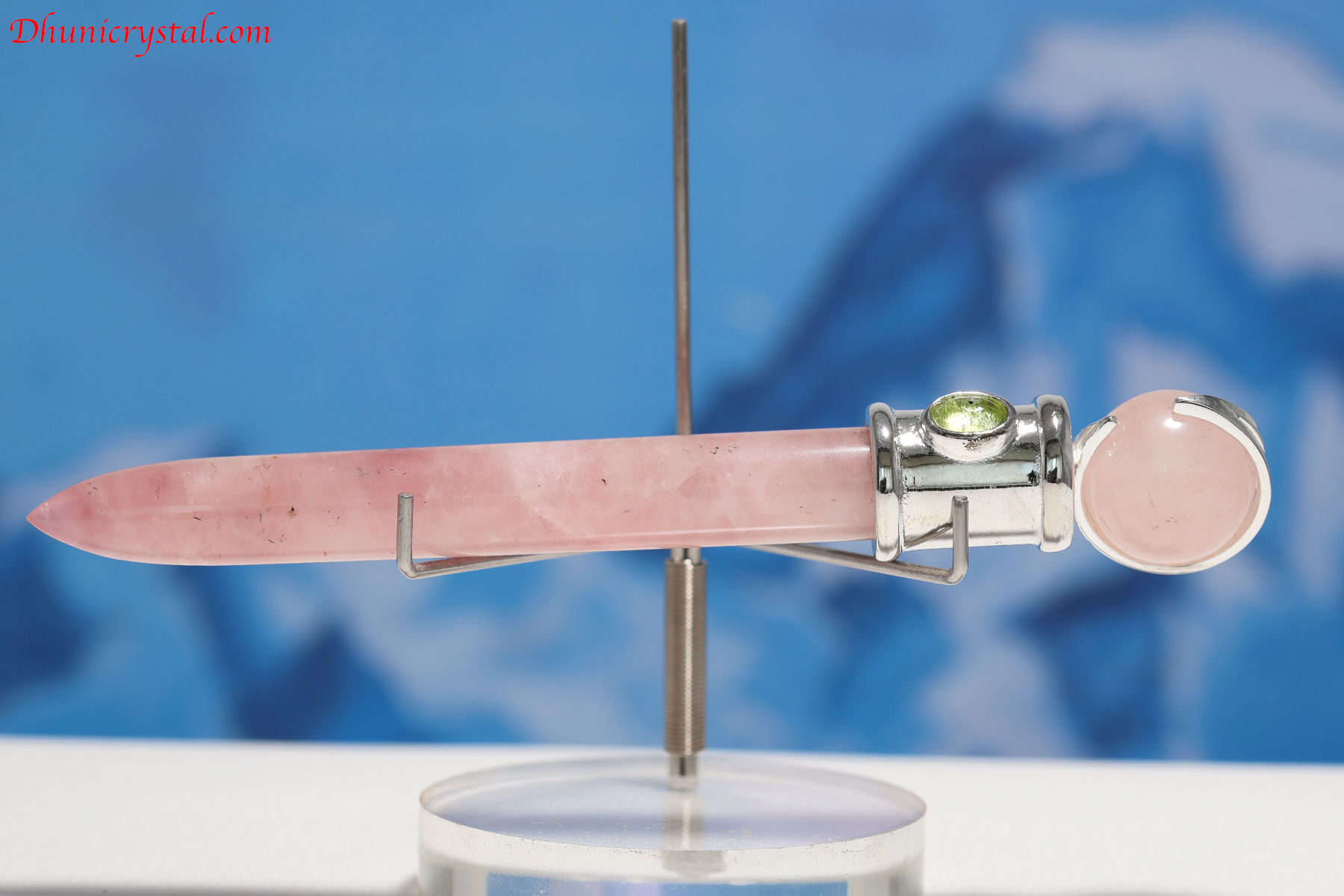 ローズクォーツのワンドwithペリドット(T201)