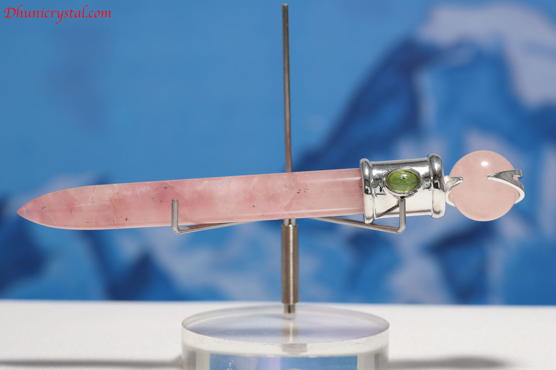 ローズクォーツのワンドwithペリドット(T201)