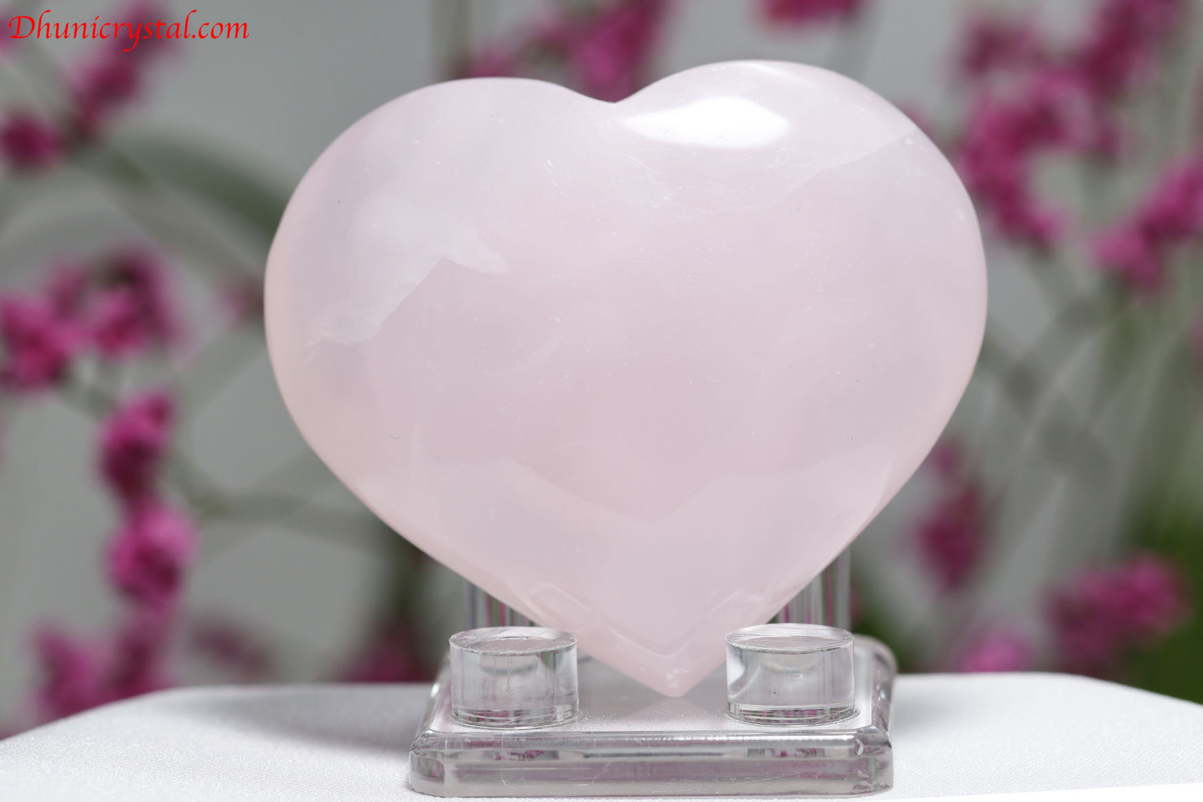 天然石 カルサイト共生シトリンのハート 置物 台座付きG.287