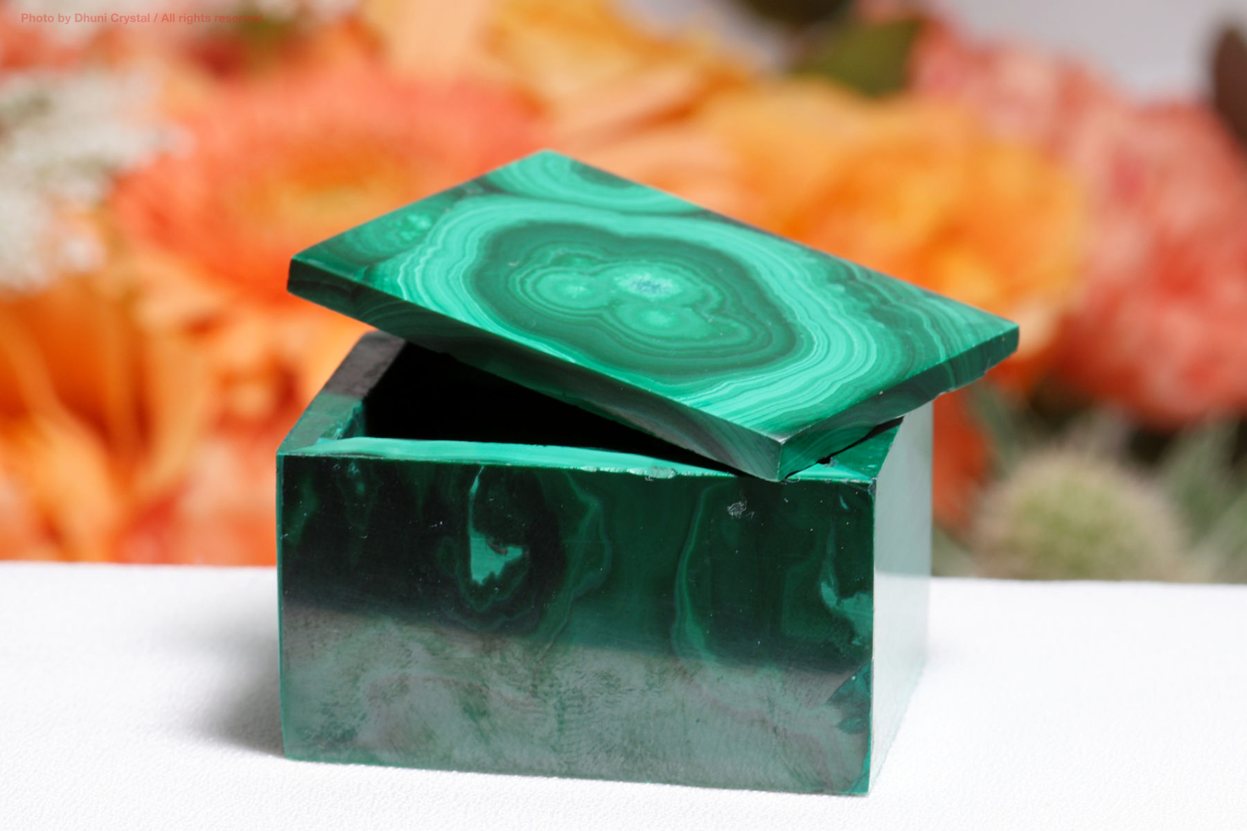 マラカイトの四角い小箱 天然石 ジュエリーボックス インテリア