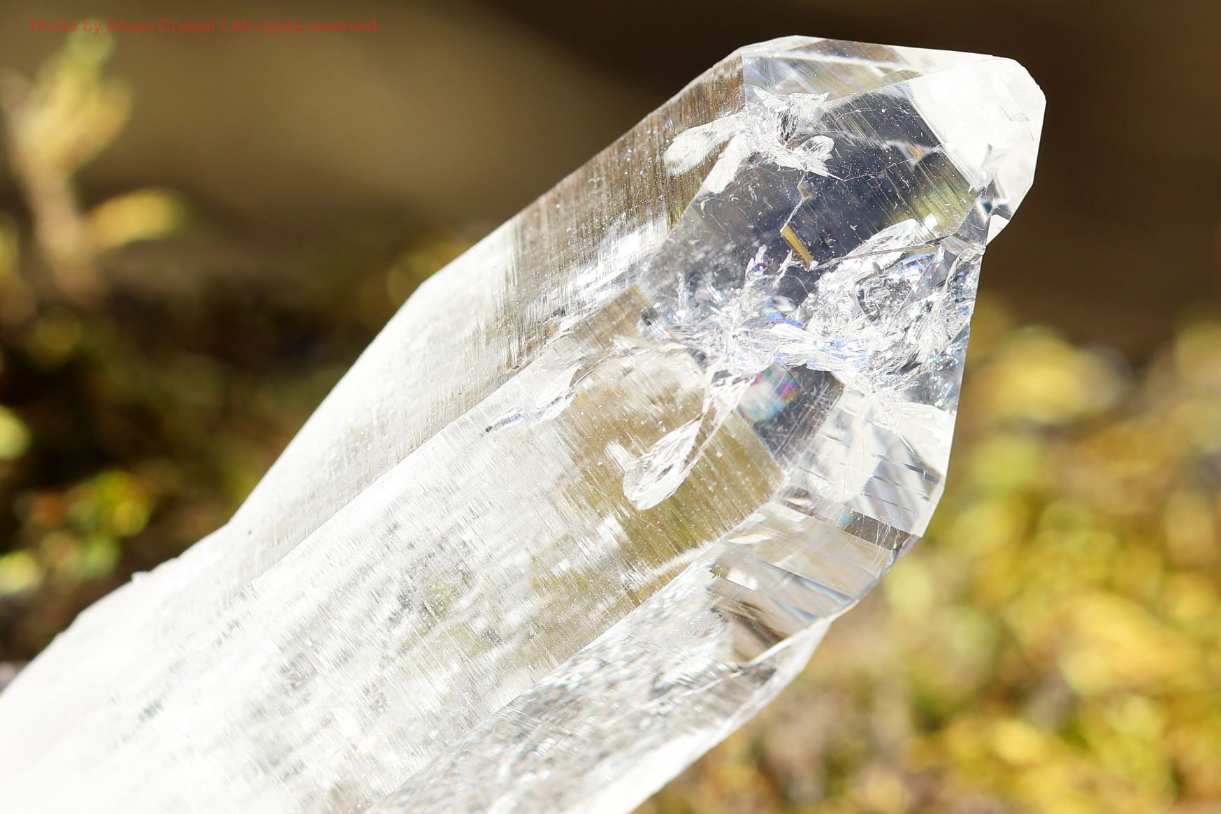 マニハール産ヒマラヤ水晶のアップで見た内部インクルージョン